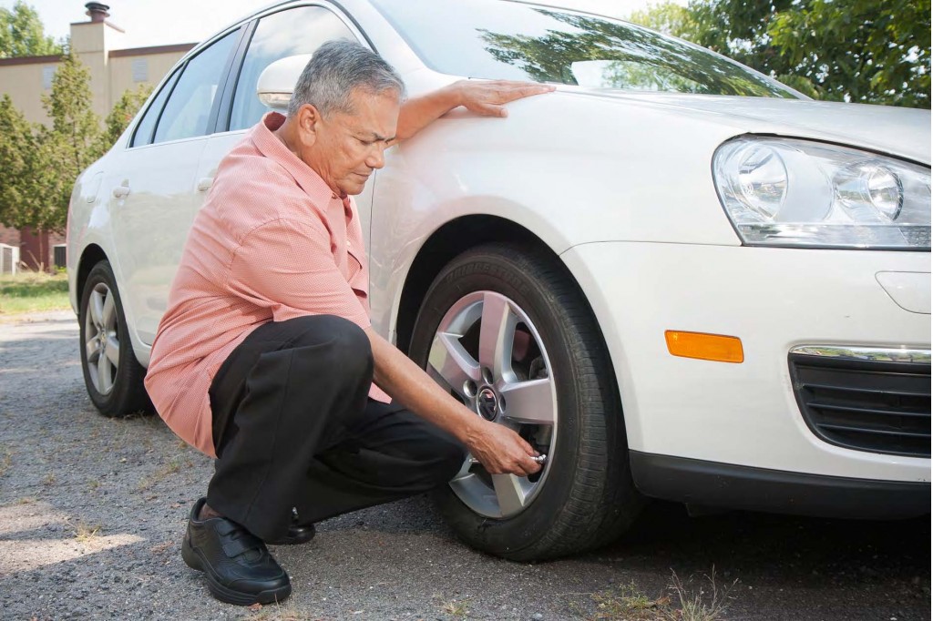 car care checking tire pressure